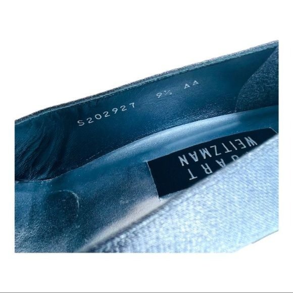 Stuart Weitzman Anna Pewter Matte Lame Pumps 2.5 Inch Block Heel Women’s Size 9 - Picture 11 of 12